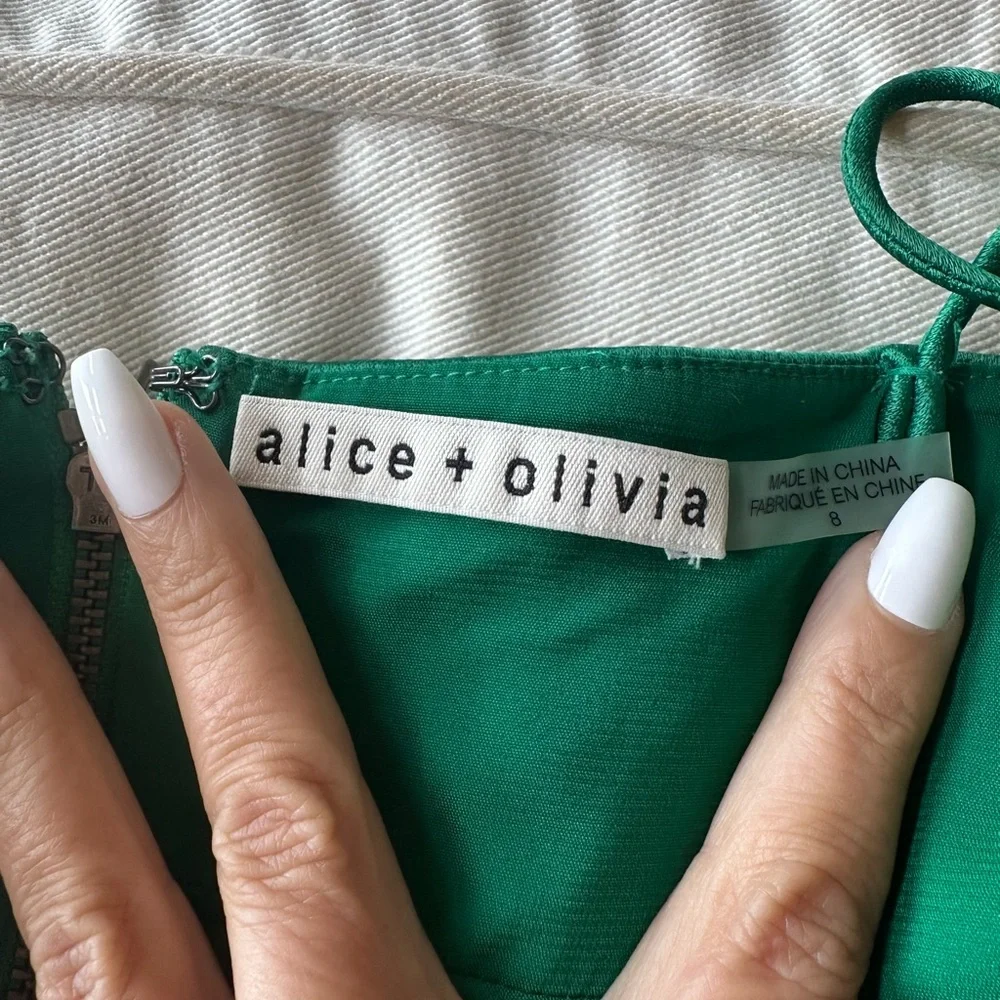 ALICE + OLIVIA JULIETTA MINI SLIP DRESS EMERALD GREEN SIZE 8 - Picture 10 of 10